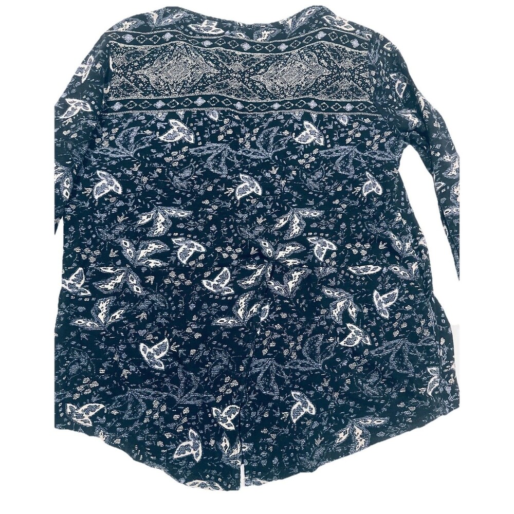 Lucky Brand Women's Black Multi Geometric Boho Long Sleeve Knit Top Sz Medium - Picture 8 of 9